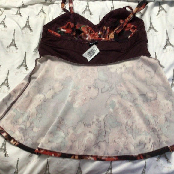 Torrid Scuba Lace Peplum Cami Plus Sz 00 Floral Wine - Picture 7 of 9